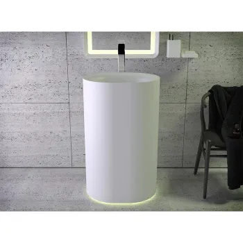 Раковина KNIEF Moon отдельностоящая с подсветкой слив в стену белый матовый 0600-031-01WA