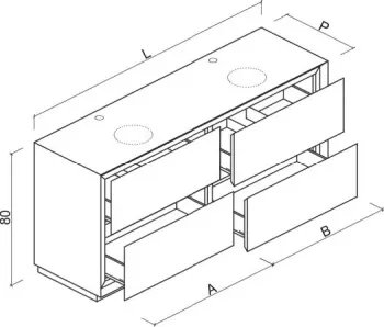Тумба под раковину Brenta Manhattan 240 см напольная дерево 4 ящика (MH150.240.120.49.W)