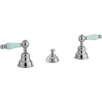 Смеситель для биде Cisal Arcana Toscana на 3 отверстия без излива, с донным клапаном, хром/белый TS00121021