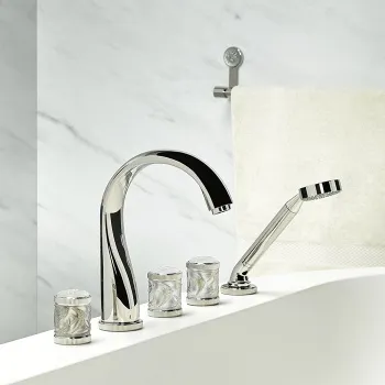 Смеситель на борт ванны THG Hirondelles Platinum Stamped A4K-B01-1132SG polished nickel