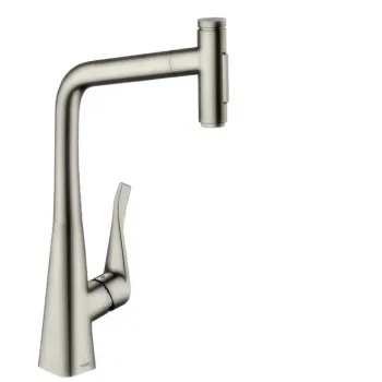Смеситель для кухни hansgrohe Metris Select M71, 320 73816800 с вытяжным душем, 2jet, sBox, сталь