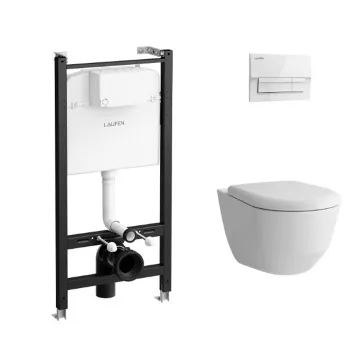 Унитаз с инсталляцией подвесной Laufen Pro Z.RU93.0.771.6 панель смыва белая