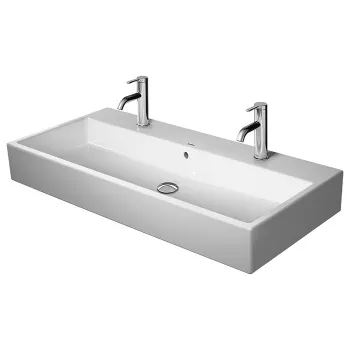 Duravit Vero Air Раковина 100cm,  с переливом, с площадкой, с 2 отв. под смеситель,  на столешницу, Цвет белый
