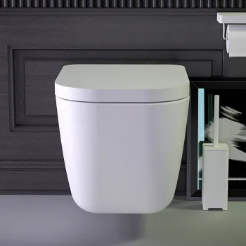 Унитаз подвесной Knief Glam 0600-084-01R петли хром белый матовый