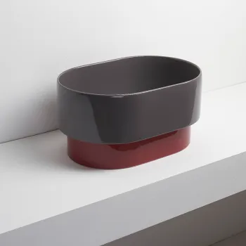 Раковина накладная Simas PO.MO PO04 GRAFITE/RUBINO 50 см серый/красный