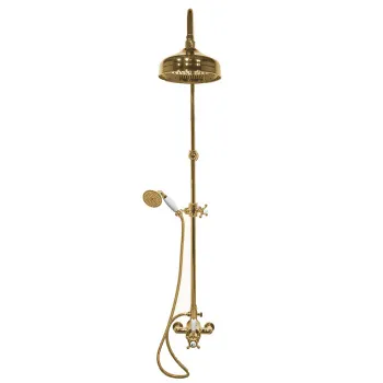 Душевая колонка с верхним душем Gattoni Pd 200 и ручной лейкой (под смеситель c G1/2), золото 24кт 4293/PDD0