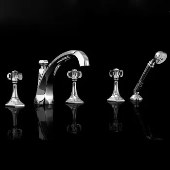 Смеситель на борт ванны Devon&Devon Excelsior Gemstone с 5 отверстиями переключателем и душем хром EXC-GM150CR