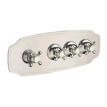 Внешняя часть горизонтальная термостатического смесителя Carimali Colonial на 3 потребителя. Colonial пластина and ручки, хром 21034EST/O-CR