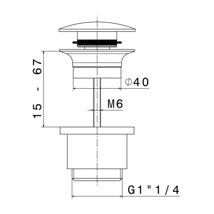 Донный клапан нажимной Newform Accesssori Stop&Go, для раковин с/без перелива, монтажный размер 15-67 мм, хром 230.21.018