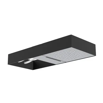 Верхний душ Moove настенного монтажа Fima Carlo Frattini Wellness в черной матовой раме, с каскадом, передвижной модуль подачи воды, хром F2992NCR