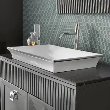 Раковина Terzofoco Sinks Manatares GLOSSY WHITE WITH PLATINUM RIM для установки на столешницу 0403PR