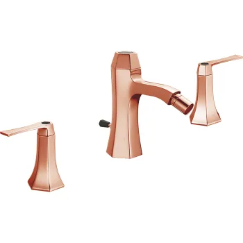 Смеситель для биде Cisal Cherie на 3 отверстия, с донным клапаном, розовое золото/черный CF0012207E