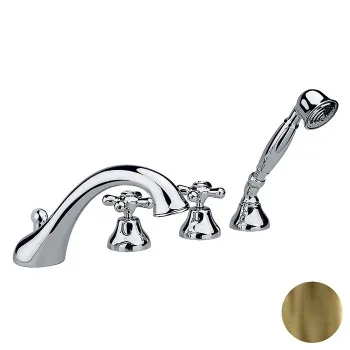 Смеситель на борт ванны Nicolazzi Nuova Brenta на 4 отверстия, с душевой лейкой, излив: 200мм, бронза 2504BZ