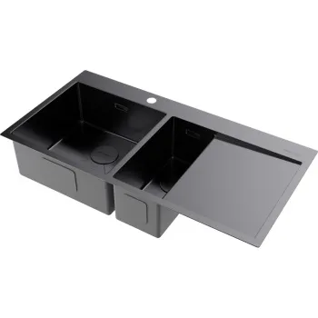 Мойка кухонная Omoikiri Akisame 100-2-GM-L вороненая сталь 4973103