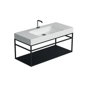 Стальная структура под раковину Kerasan Cento 100х45, подвесная, с металлической полкой, черный матовый 925131 Nero matt