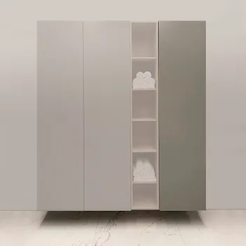 Пенал подвесной Burgbad Sys30 50хh196х37cм, RX, петли справа, дверь push-open, 4 стеклянные полки, цвет: Grey matt