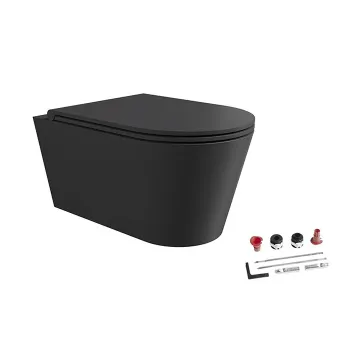 Унитаз подвесной Alice Hide Round 31170108SET с сиденьем и крышкой, с набором для крепления, чёрный матовый
