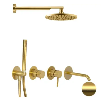 Верхний душ Remer с шарнирным соединением Ø 20см золото брашированное (BG) 359MM20BGX