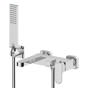 Комплект наружный для ванной Bossini GILLO лейка Flat-one. Душевой держатель фиксированный из латуни. шланг из латуни 125 см... цвет хром