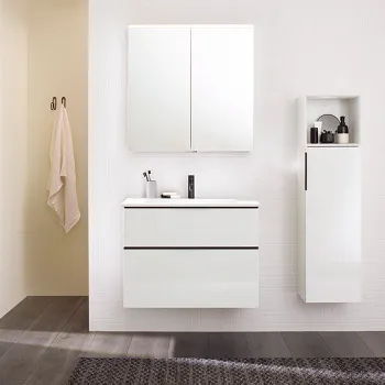 Тумба с раковиной Burgbad Eqio 90х62х49см 1 отв., цвет: белый глянец