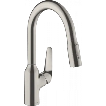 Смеситель для кухни hansgrohe Focus M42, 180, 2jet, sBox 71821800 с вытяжным душем, сталь