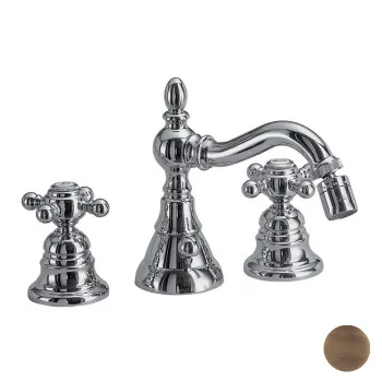 Смеситель для биде Fima Carlo Frattini Elizabeth на 3 отверстия, вращающийся излив, с донным клапаном, бронза F5082BR