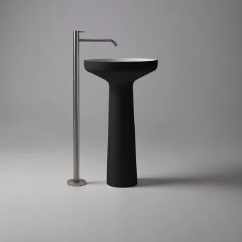 Раковина Antonio Lupi Ago 50х85, без отв., слив в пол, с сифоном, гибким шлангом и донным клапан, Flumood, внешний черный / белый А0002451494