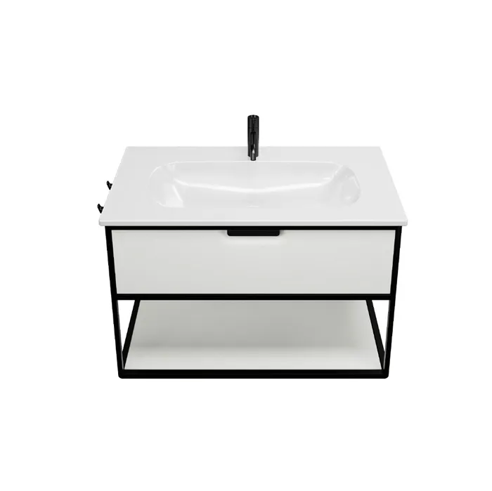 Burgbad Vry Комплект мебели 930х496х600 мм, подвесной, 1 ящик, 1 полка, раков белая глянц с 1 отв дл