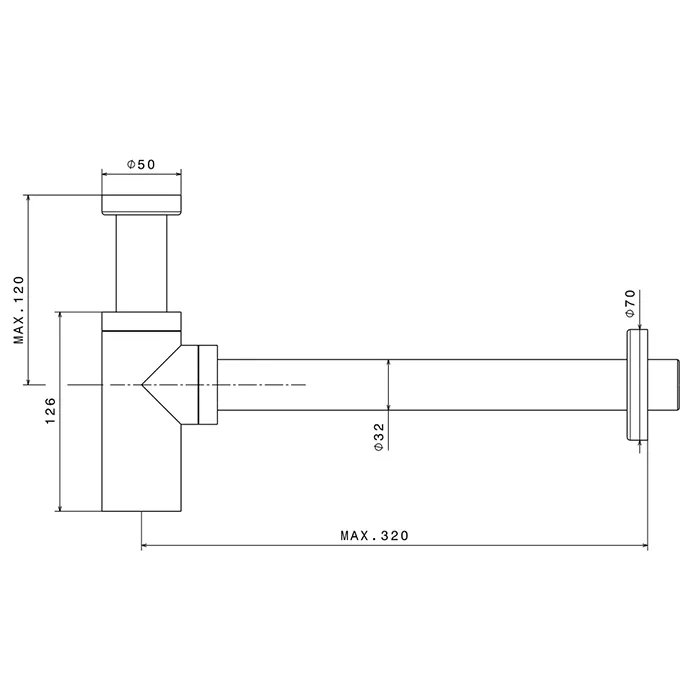 Сифон для раковины под донный клапан Newform X-steel 316 L=300 мм, PVD Brushed copper bronze 244X.59.067