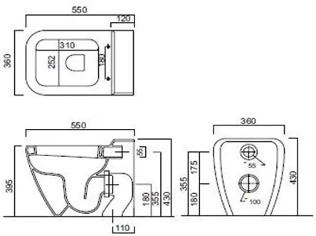 Унитаз приставной Cielo Jungle 550 360 Monty Red Cielo