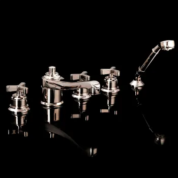 Смеситель на борт ванны Devon&Devon Tribeca на 5 отв с ручной лейкой и переключателем никель блестящий TRB550NK