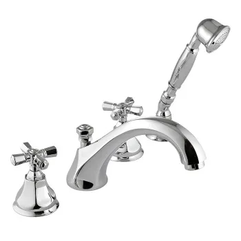 Смеситель на борт ванны Nicolazzi Teide Foure на 4 отв., излив: 223 мм, с ручным душем, хром 1904CR45