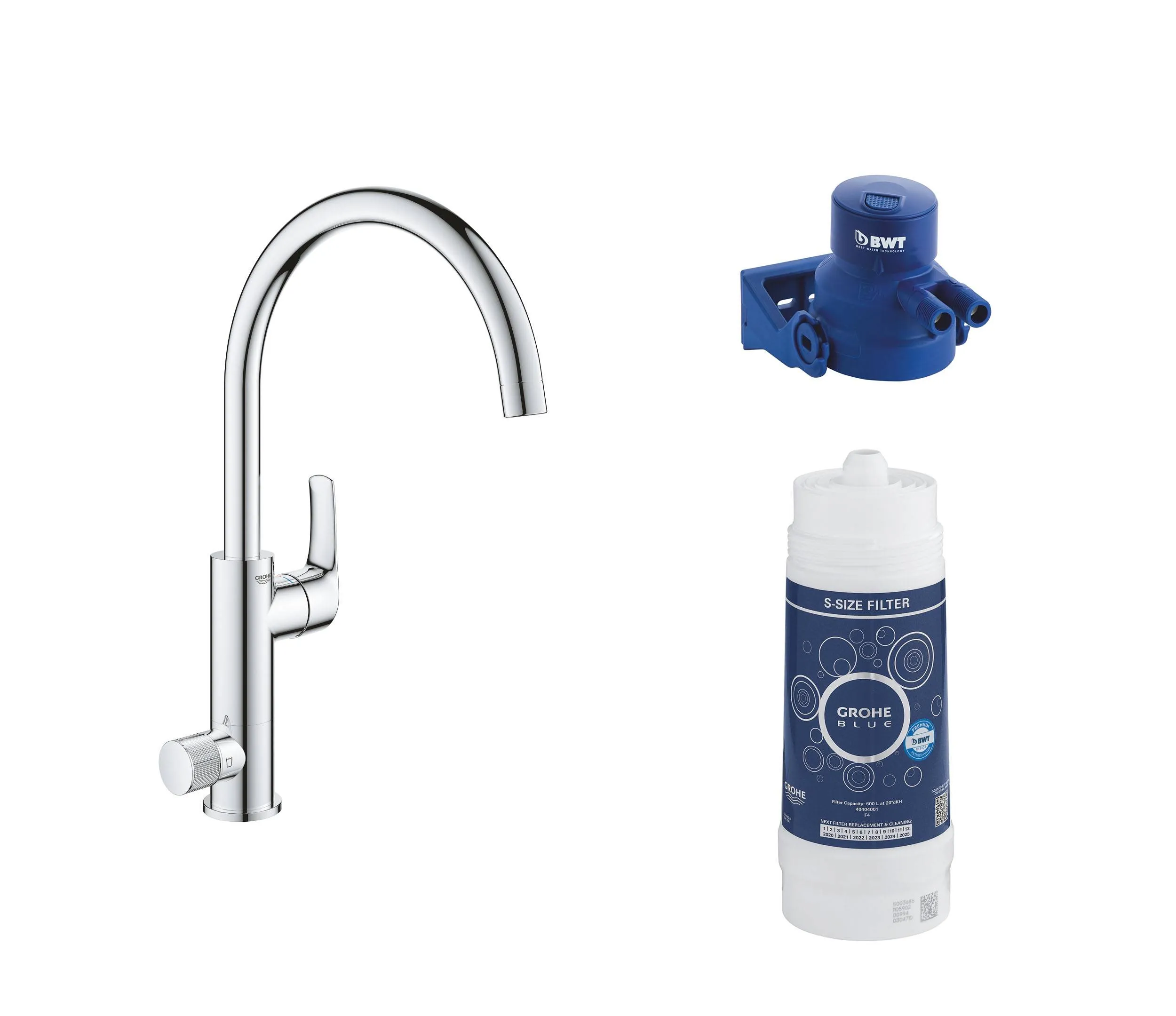 Смеситель для кухни GROHE Blue Pure Eurosmart, с функцией фильтрации, хром, 119708