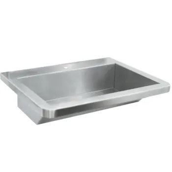 Коллективная настенная раковина Nofer без защитного бампера, с одним отверстием под смеситель. Ширина 600 мм. Нержавеющая матовая сталь. 13050.06.SP.S