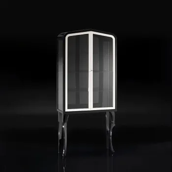 Витрина Devon&Devon Dancer 80х30хh180, с 2-мя дверцами корпус и ножки черный глянец, дверки белый глянец DEDANCER1DB/PW