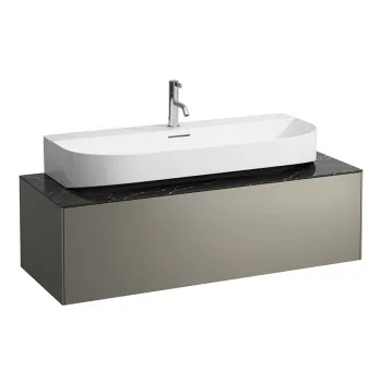 Laufen Sonar шкафчик под раковину, 1175х455х340 мм, 1 ящик, с отверстием в центре, совместим с раковиной-чашей 816347, титан и черный мрамор