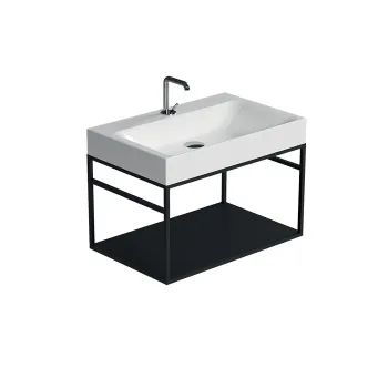 Стальная структура под раковину Kerasan Cento 70х45, подвесная, с металлической полкой, черный матовый 924931 Nero matt