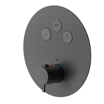 Смеситель для душа термостат Newform X-steel 316 на 3 источника, переключение - кнопки, для 27752, PVD Brushed gun metal 70427EX.59.064