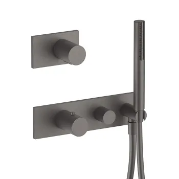 Термостат для душа Fantini Milano на 2 источника, 3/4'', наружная часть, Matt Gun Metal PVD 31 P5 4712B