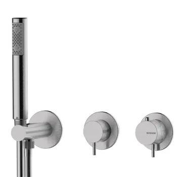 Встраиваемый смеситель для душа Bossini Nobu с перекл.на 2 вых. душ. набор Zen-Inox с гибким шлангом Cromolux 150 см.Mat brushed S.S.