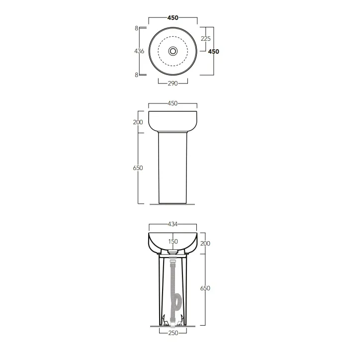 Сливной шланг с донным клапаном для раковины Simas Balloon белый