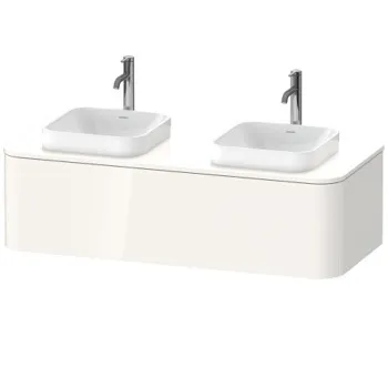 Duravit Happy D.2 Plus Столешница 16x1300x550мм для тумбы # HP4943 с вырезами под 2 раковины, цвет: белый глянцевый