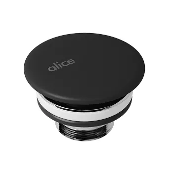 Донный клапан для раковин Alice керамический, неперекрываемый, чёрный матовый, PIL00608