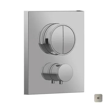 Внешняя часть встраиваемого термостатического смесителя с кнопочным управлением Almar для 2-х потребителей, никель брашированный E176682.NB