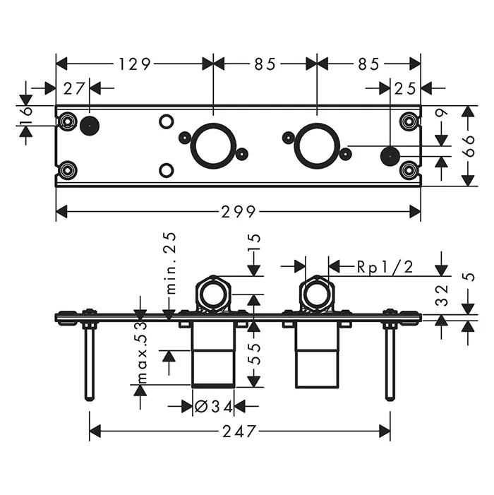Hansgrohe 26 840 180 Скрытая часть Rainfinity Showerpipe 360 мм
