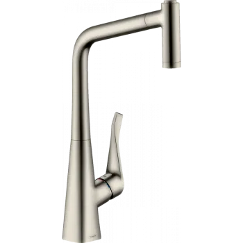 Смеситель для кухни hansgrohe Metris M71, 320, 2jet 73801800 с вытяжным душем, сталь