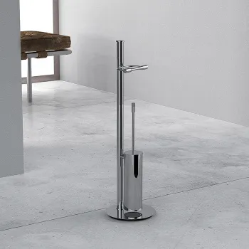 Стойка с аксессуарами Colombo Isole Piantane туалетный ёршик, с держателем для туалетной бумаги h:75см, хром B9407N.CR