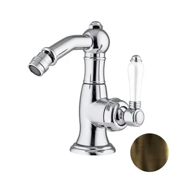 Смеситель для биде Nicolazzi P.M. Blanc на 1 отв, с донным клапаном, излив: 127 мм, ручки белая керамика, тёмная бронза 3453DB76C