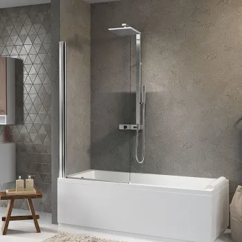 Шторка на ванну Novellini Aurora 750х1500, профиль хром, стекло прозрачное, AURORAN175-1K