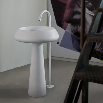 Раковина Agape Bjhon 2 54.5, без отв., выпуск в пол, белый MET0475S